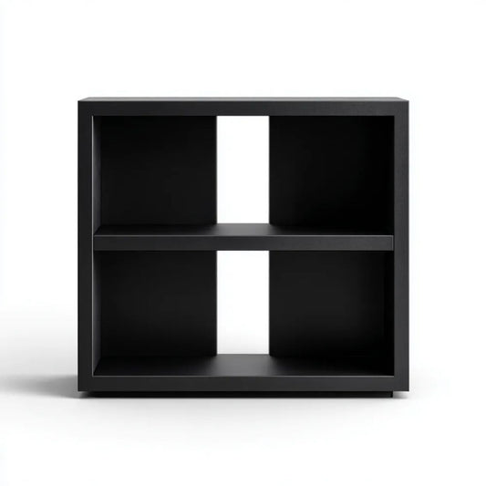 Czarny regał stojący z płyty wiórowej laminowanej 60 x 30 x 60 cm, 4 przegrody
