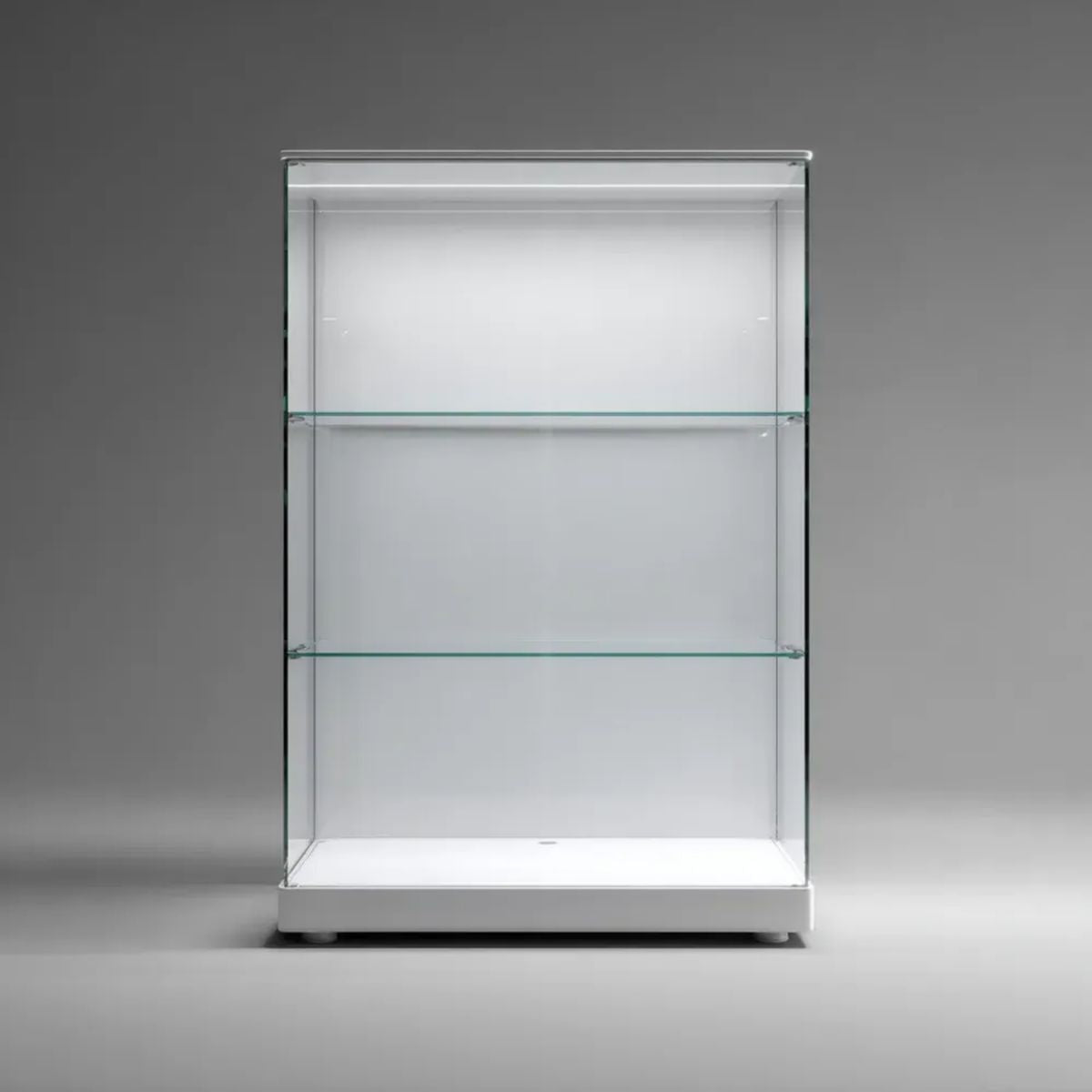 Prostokątna witryna ekspozycyjna ze szkła hartowanego i aluminium, transparentna, 80 x 40 x 180 cm