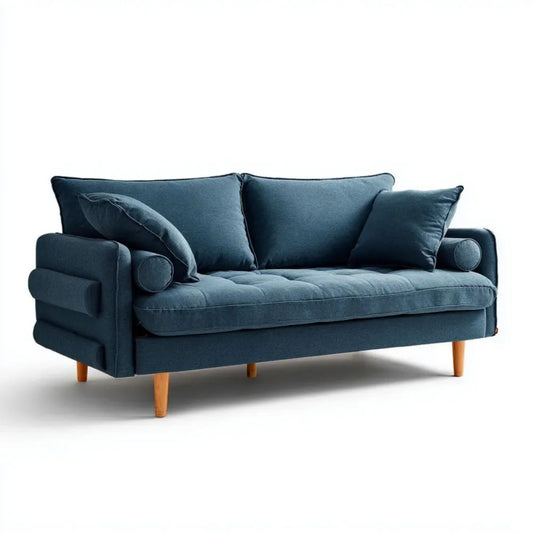 Granatowa sofa dwuosobowa z weluru 180 × 90 × 88 cm