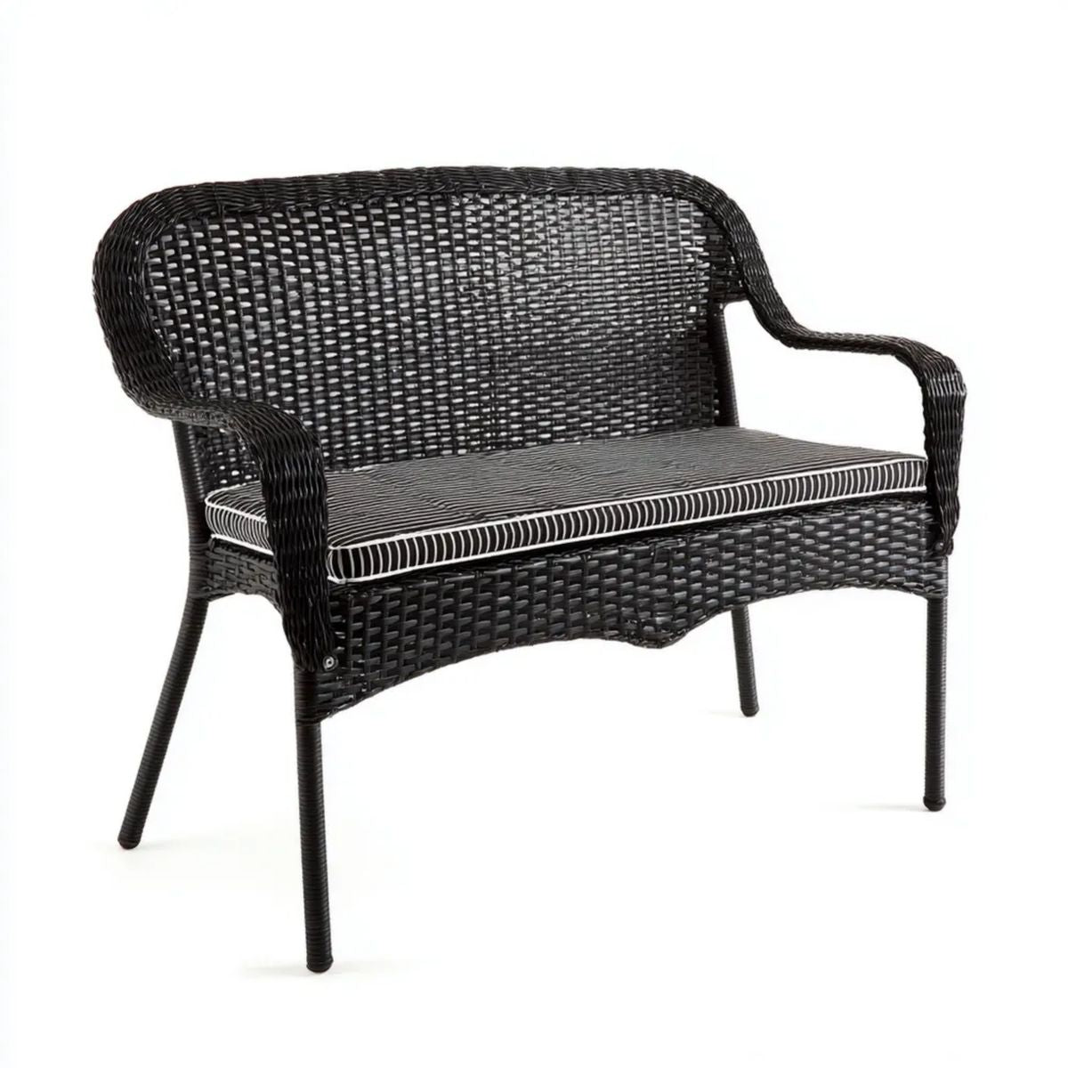 Dwuosobowa sofa ogrodowa z technorattanu czarna 120 x 65 x 85 cm