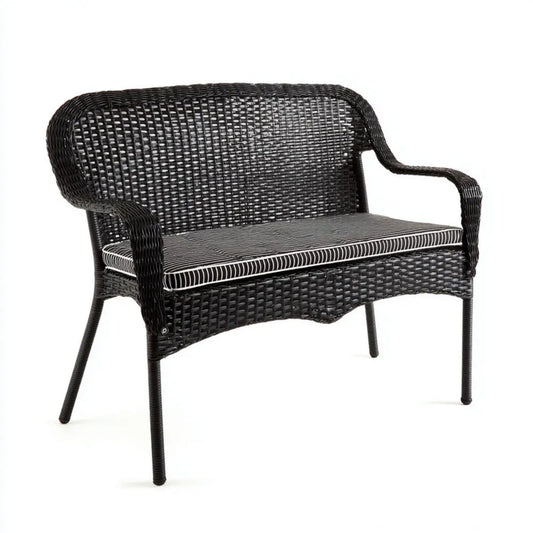 Dwuosobowa sofa ogrodowa z technorattanu czarna 120 x 65 x 85 cm