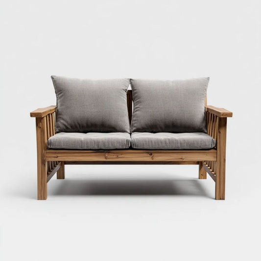 Dwuosobowa sofa ogrodowa z drewna brązowo-szara 120 x 65 x 75 cm