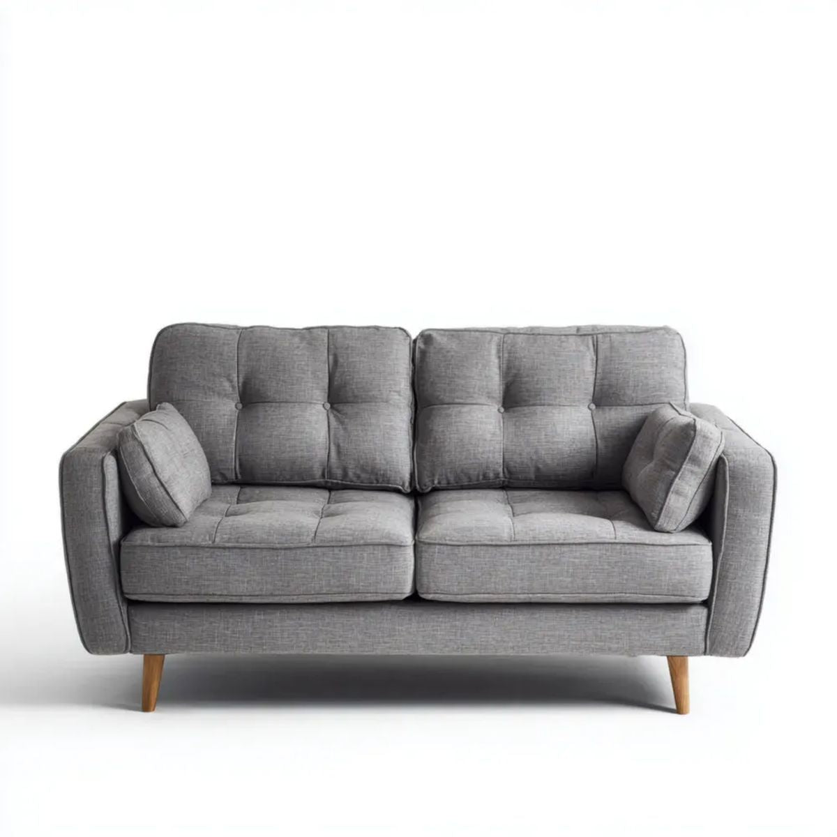 Dwuosobowa sofa z poliestru, szara/naturalna, 160 × 85 × 85 cm
