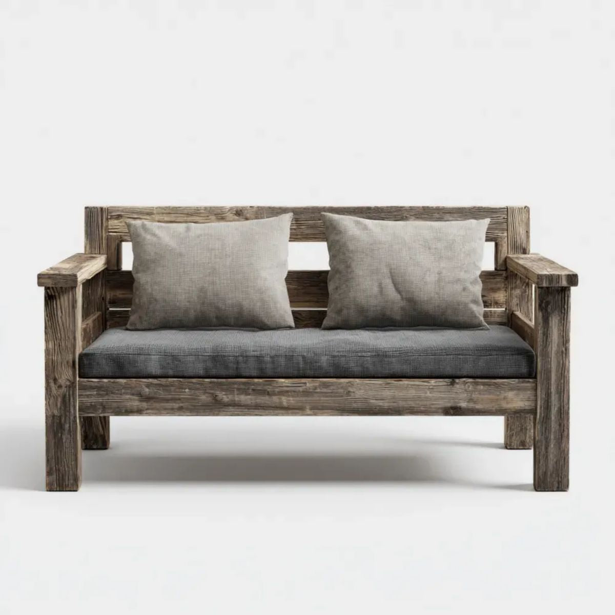 Dwuosobowa sofa ogrodowa z drewna brązowo-szara 130 × 70 × 78 cm