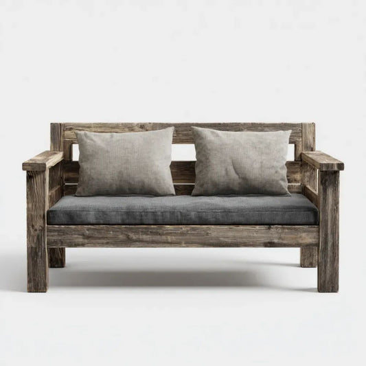 Dwuosobowa sofa ogrodowa z drewna brązowo-szara 130 × 70 × 78 cm
