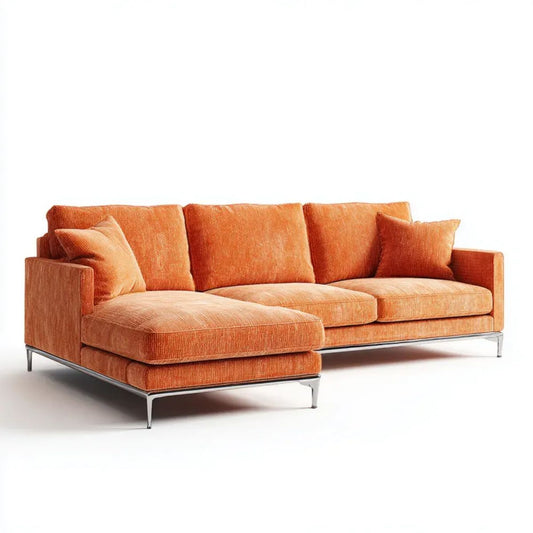 Sofa narożna lewostronna pomarańczowa z poliestru 270 x 160 x 85 cm