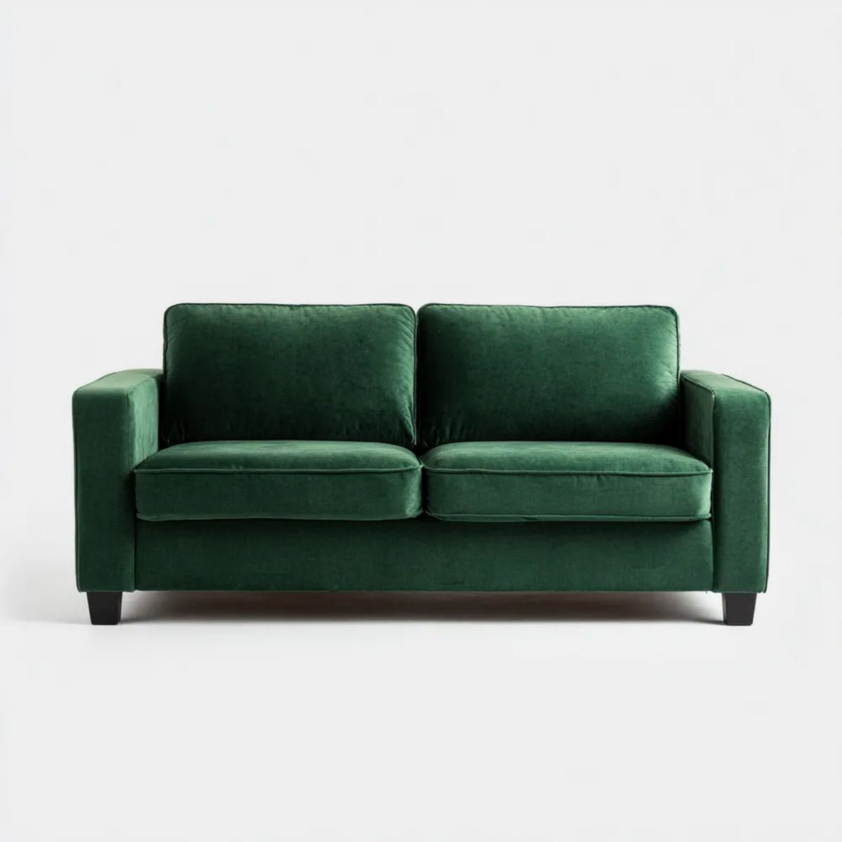 Dwuosobowa sofa z aksamitu poliestrowego, ciemnozielona, 160 x 86 x 85 cm